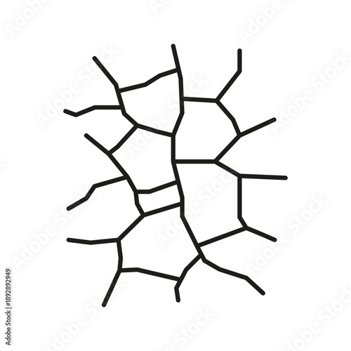 Cracked Surface Line Icon. Drought, Damage, And Structural Weakness Outline Symbol. Environmental Problem Of Dry Ground. Editable Stroke. Isolated Vector Illustration