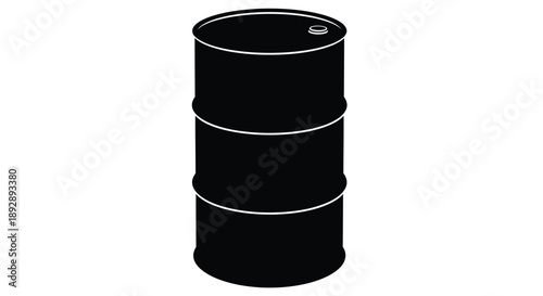 A black oil drum isolated on a white background silhouette