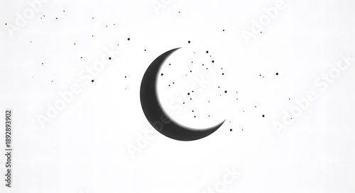 Crescent Moon and Stars Night Sky