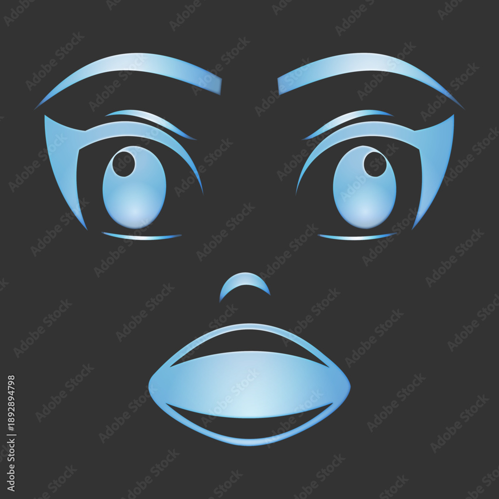 Obraz premium Surprised Face Vector Illustration, Cartoon Expression, Shocked Emotion Design Element