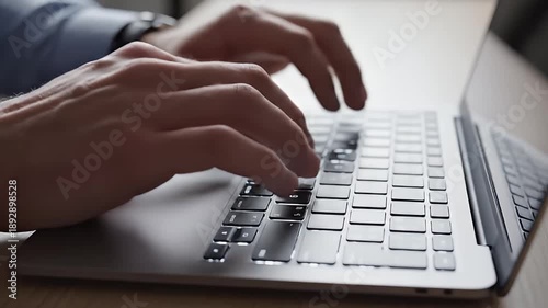 Typing on a laptop in a calm workspace