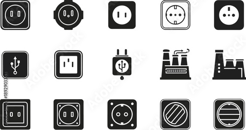 Electrical Outlet & Power Socket Icons