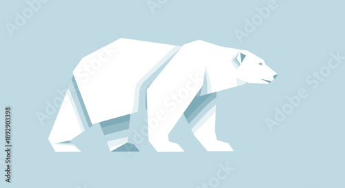 Geometric Polar Bear Illustration Minimalist Arctic Animal.