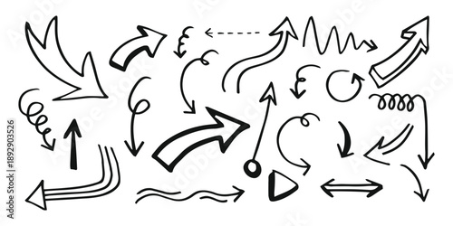 Hand drawn arrows isolated on transparent background