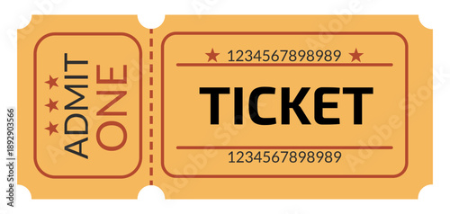 Vintage ticket. Retro-style ticket coupon template for cinema, theater, circus, concert, festival, casino or event. Vector illustration.