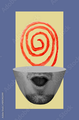 Surrealistic collage with a head of a man	