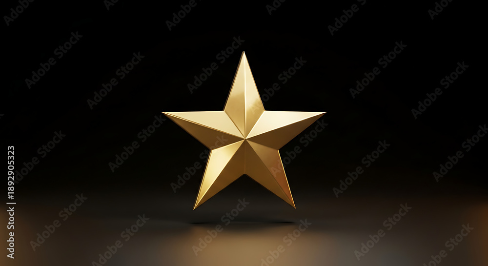 Obraz premium Golden Five-Pointed Star on Black Background.