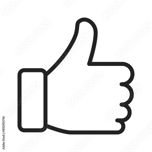 A simple line art illustration of a thumbs up gesture, symbolizing approval or agreement.
