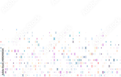Colorful DNA pattern background with repeated double helix symbols scattered on white space