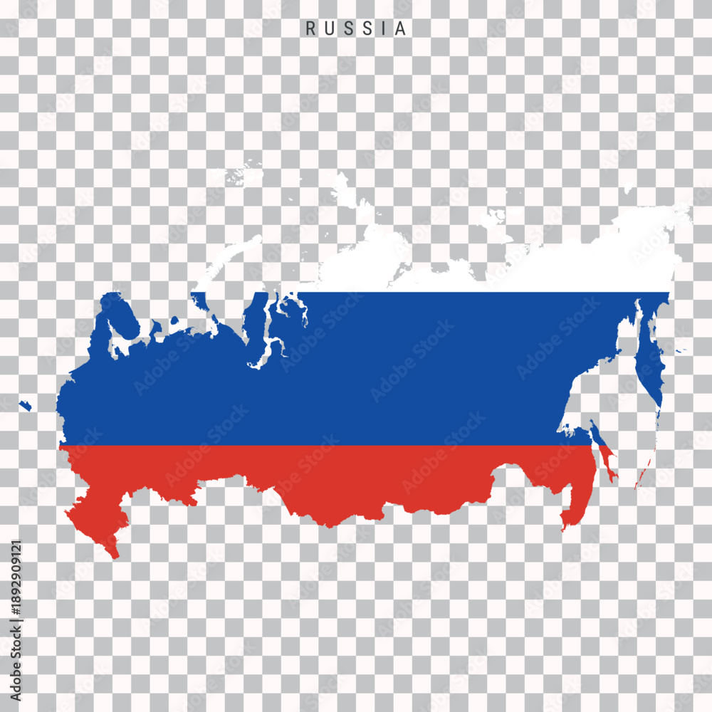 Fototapeta premium Russia map with national flag isolated on transparent background