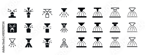 Collection of garden and indoor sprinkler icons in various designs