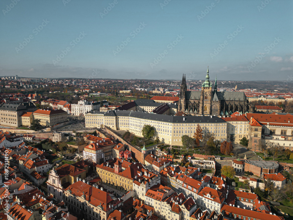 Obraz premium Aerial View of Prague Castle and Saint Vitus Cathedral