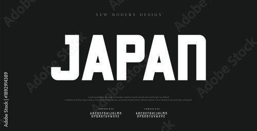 JAPAN  Minimal modern logo alphabet fonts. Typography minimalist urban sana serif digital fashion future creative logos fonts. vector illustration
