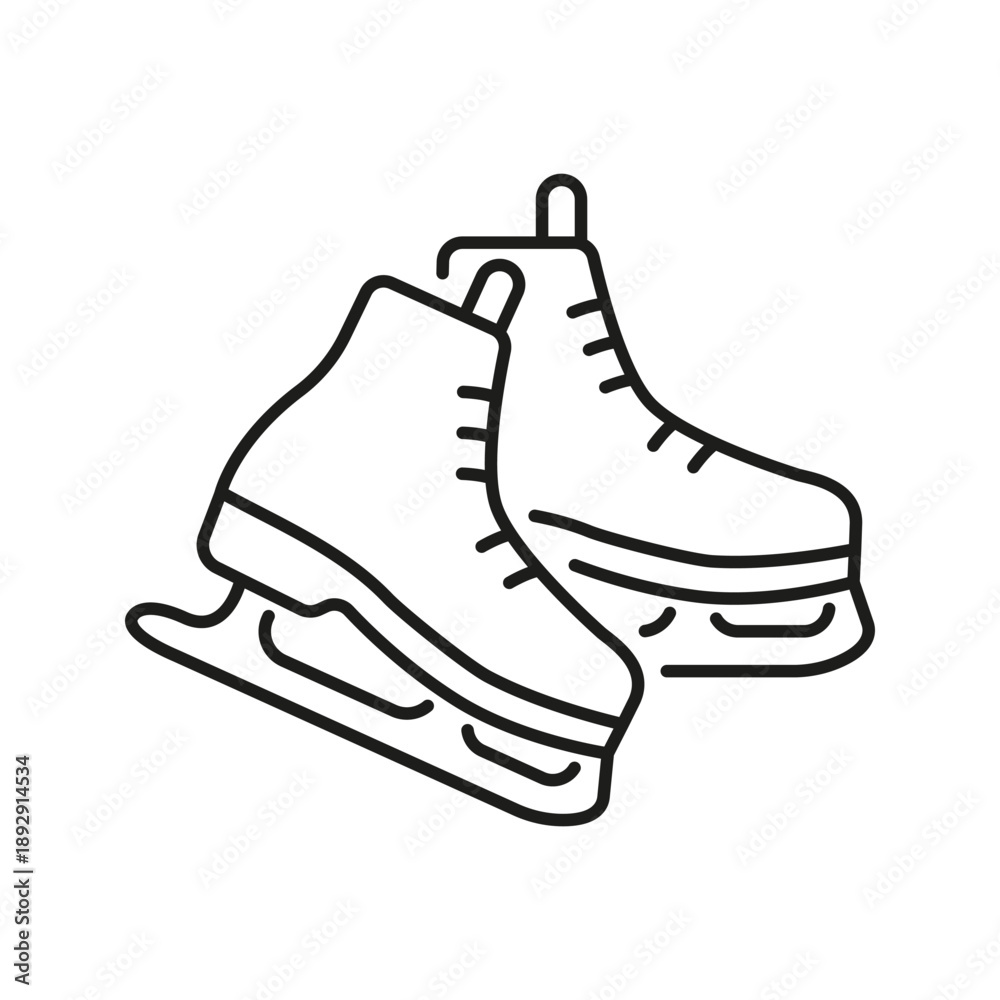 Naklejka premium Ice Skates Line Icon. Winter Sports, Ice Skating, And Recreational Activity Outline Symbol. Cold Weather Leisure. Editable Stroke. Isolated Vector Illustration