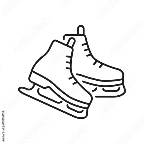 Ice Skates Line Icon. Winter Sports, Ice Skating, And Recreational Activity Outline Symbol. Cold Weather Leisure. Editable Stroke. Isolated Vector Illustration
