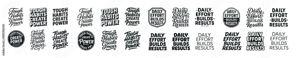 Fototapeta premium Inspirational typography designs: tough habits and daily efforts for success