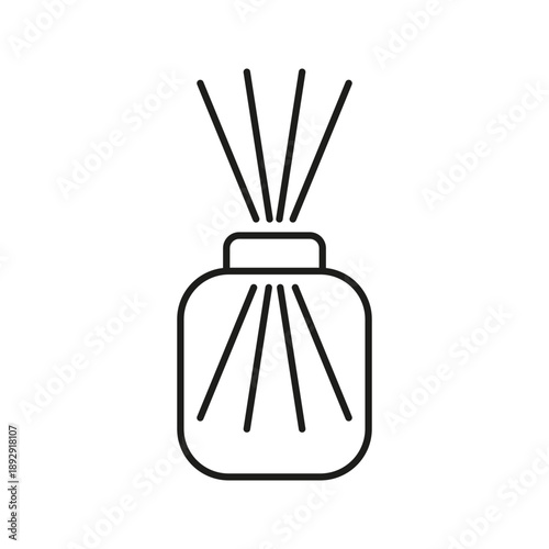 Aroma Diffuser with Sticks Line Icon. Fragrance Bottle for Home Scenting Outline Symbol. Editable Stroke. Isolated Vector Illustration