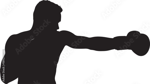 Boxer throwing a punch silhouette boxing fighter