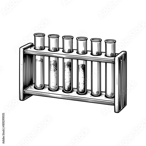 Wooden test tube rack with liquids illustration