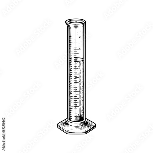 Vintage engraved measuring cylinder illustration