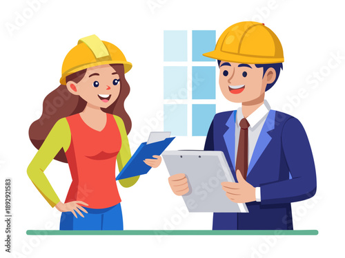 two architects working together in office