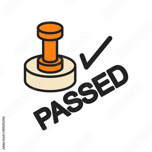 Approval Passed Stamp Icons flat color