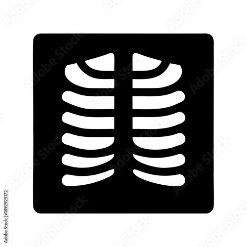 Stylized Rib Cage Xray Silhouette Depicting Human Anatomy and Medical Illustration