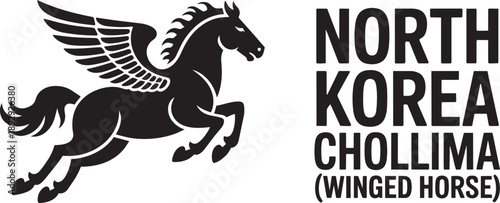 North korea country symbol: chollima winged horse, mythic creature representing progress