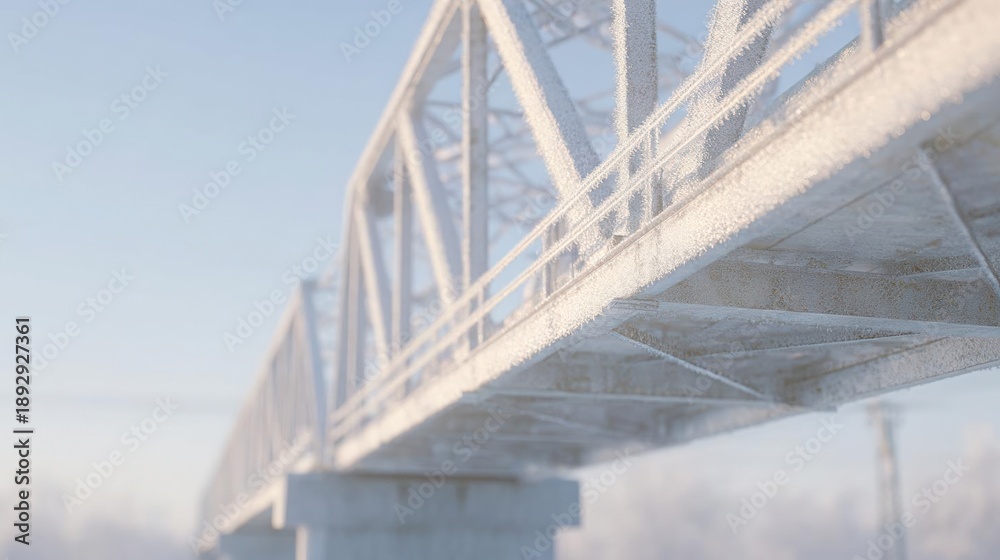 Fototapeta premium Close-up of a bridge with a blue sky in the background. the bridge appears to be made of metal and has a truss structure.