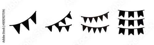 Series of black pennant banners Vector, illustration