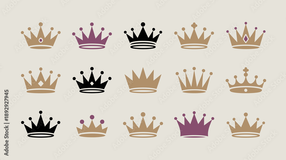 Αυτοκόλλητο An assortment of regal crowns in various colors and designs are displayed agains
