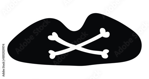 Pirate tricorne hat isolated isolated on transparent background. Hand drawn flat vector illustration. Kids nautical design clip art, accessory, naval uniform, clothes element