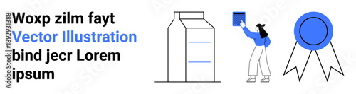 Branding, product packaging, recognition, creativity, advertising, and communication. Minimal design of packaging, person holding item and ribbon. Branding and product packaging integrated