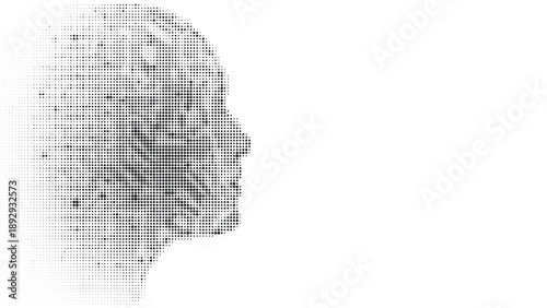 Abstract human head silhouette formed by digital dots vector illustration