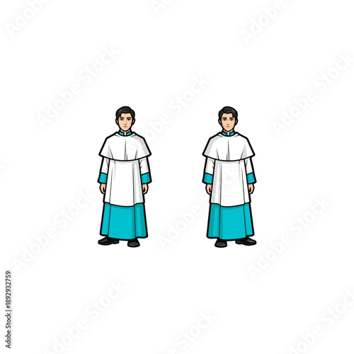 Two young men in traditional choir robes standing side by side.