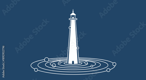 Lighthouse Beacon Guiding Through Cosmic Orbit.