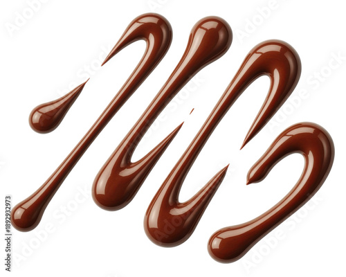 chocolate syrup streams set isolated on transparent background sweet delicious topping