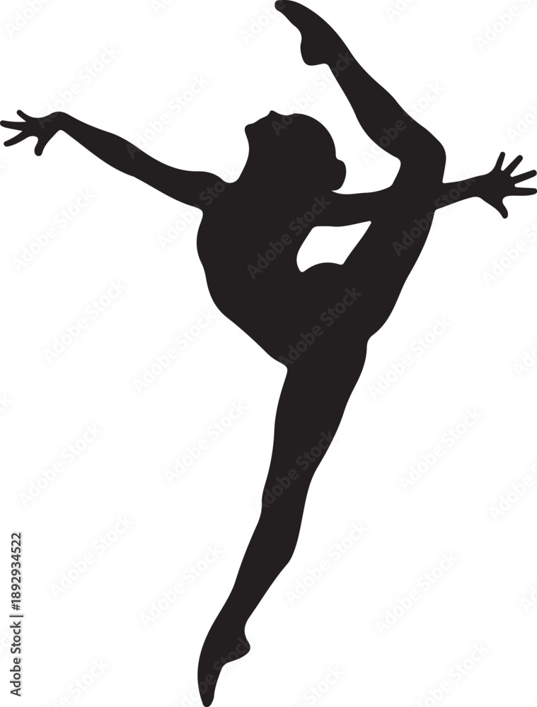 Fototapeta premium Dancer with exaggerated pose in silhouette white background.