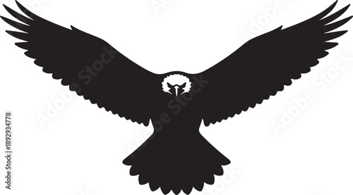 Eagle bird hunting in silhouette white background.