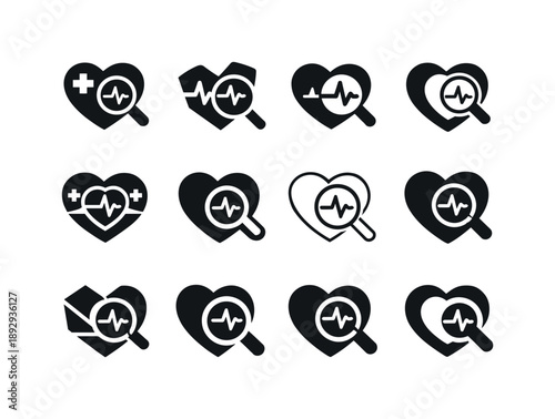 Health Screenings Icons. Health screenings. Icon set. Set Logo of health screenings: routine medical screening. harmonious logo variations of the