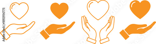 Hands offering hearts Vector, illustration