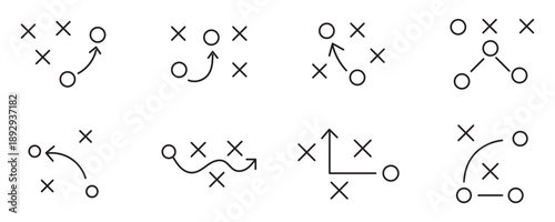 soccer tactics icon set .Symbol isolated white background. vector illustration. color editable.