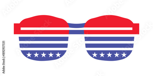 USA flag sunglasses vector, patriotic eyewear illustration, USA independence day glasses clipart
