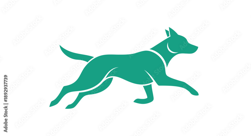 Fototapeta premium A dynamic dog in full stride captured from a side viewpoint showcasing canine agility and speed in a simple illustration