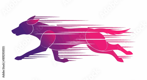 Dynamic illustration of a dog in motion, showcasing speed and agility from a side view