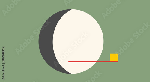 Minimalist abstract representation of a toothbrush cleaning a large circle.