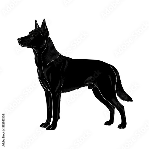 German Shepherd Dog Silhouette Vector – Minimalist Standing Pet Animal 