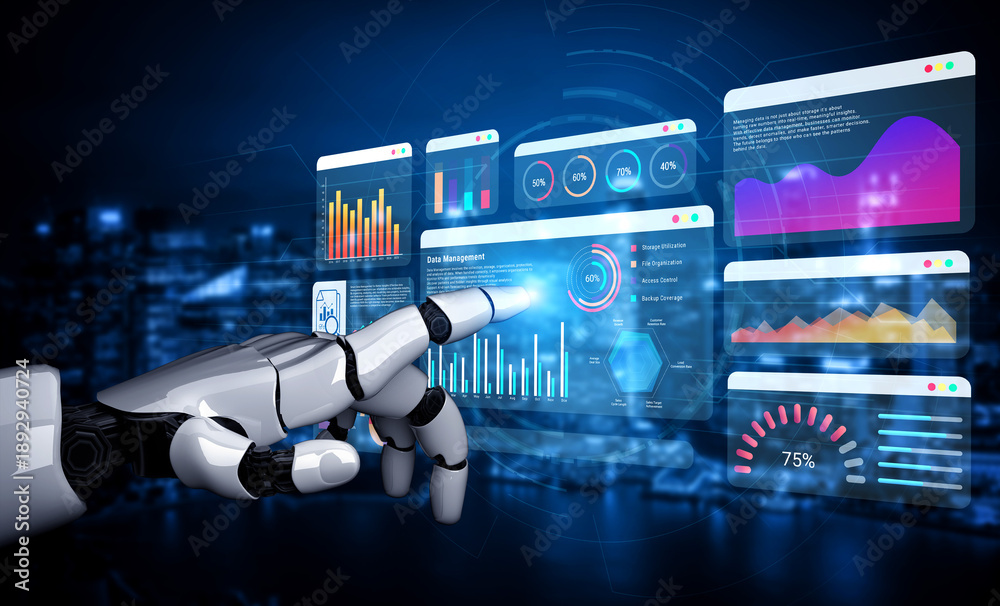 Fototapeta premium Artificial intelligence enhances data management and analytics dashboard for performance optimization Parse