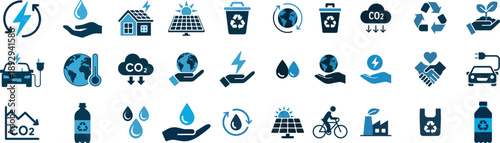 Sustainable Energy Icons Set for Environmental Conservation