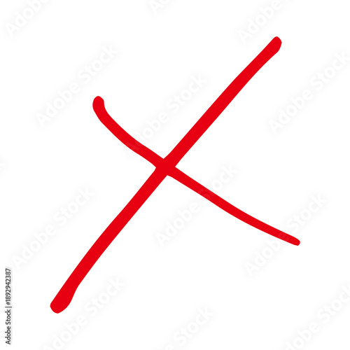 赤ペンで書いたバツマーク　テスト採点で使われる不正解の記号